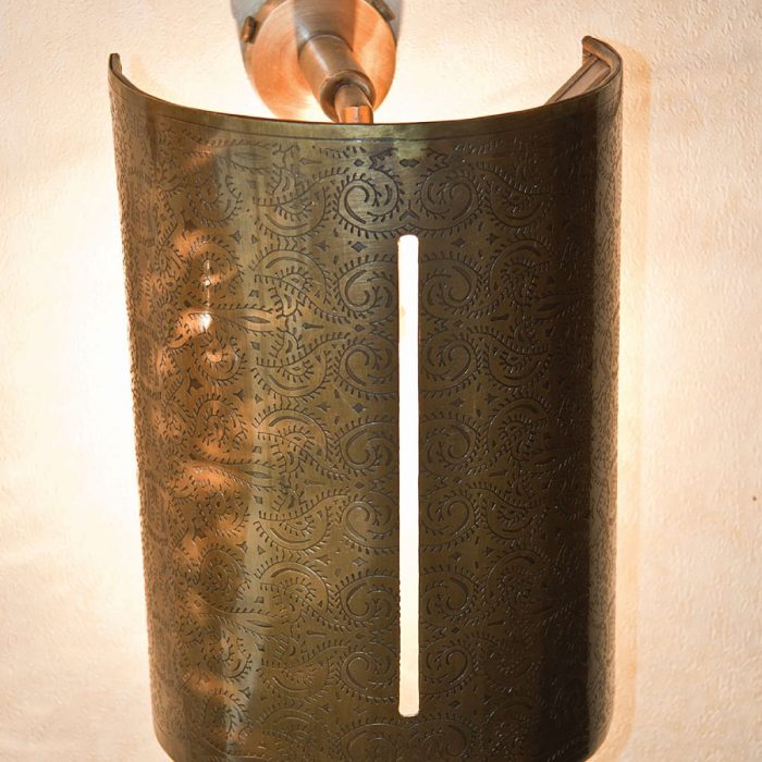 Elegant Metal Wall Sconce with Arabic Engravings
